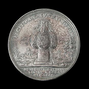 MEDALJ. Karl XII i anledning av freden i Altranstadt 1706. Utförd av A. Karlsteen 1704. Silver 5,2 cm 62,3 g.