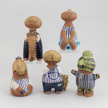 Lisa Larson, five stoneware figurines, 'Larsons ungar' for Gustavsberg.