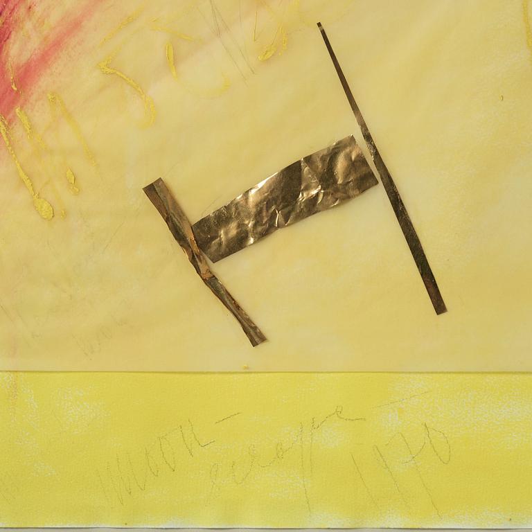 EDDIE FIGGE, blandteknik med collage, signerad Figge och daterad 1970.