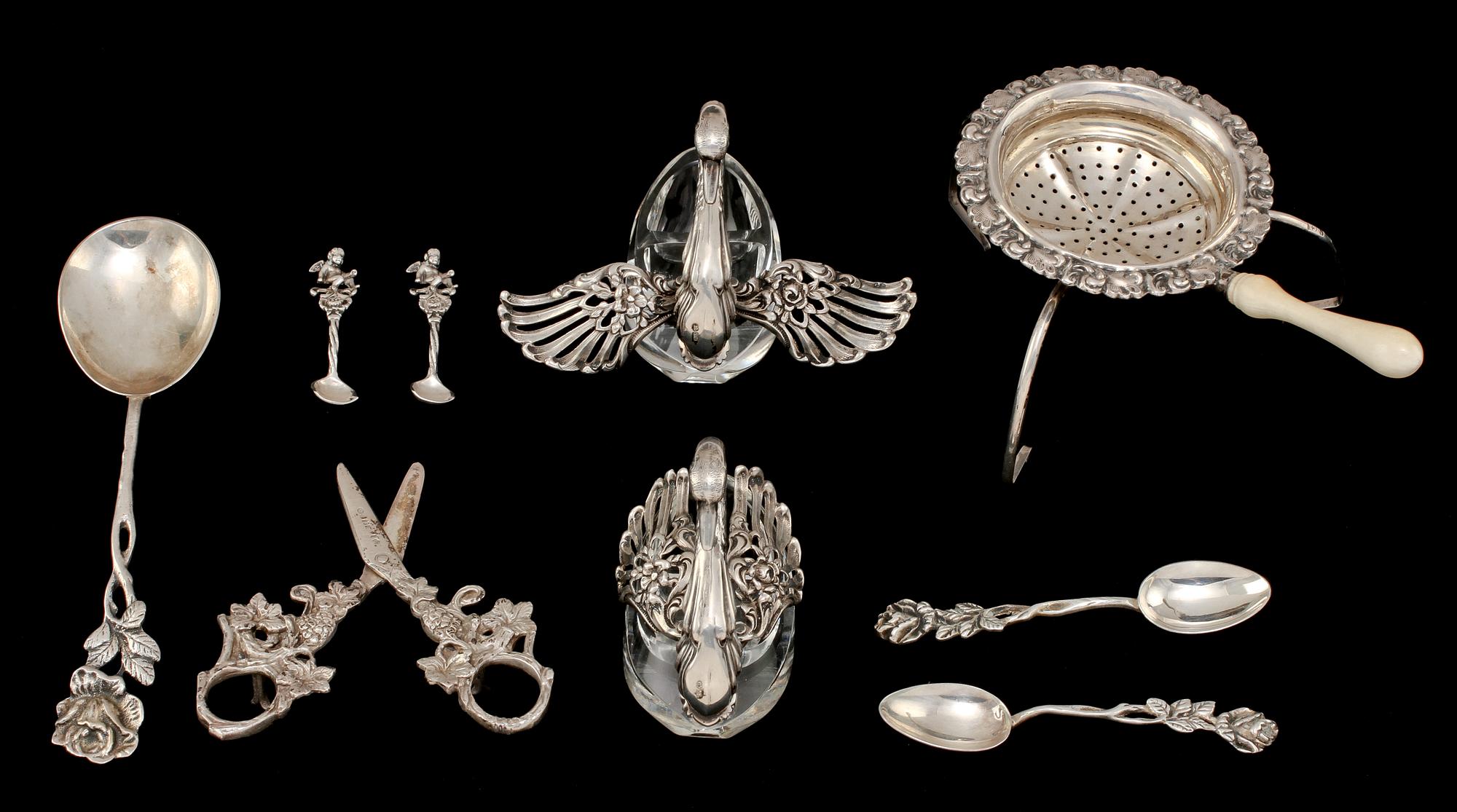 PARTI SILVER, 18 delar, 1800/1900-tal. Total vikt 400 g.