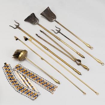 FIRE UTENSILS, 10 parts, ca 1900.