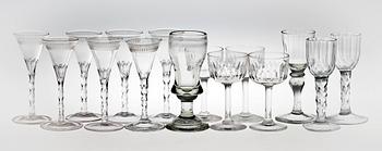 PARTI GLAS, 15 delar, 1700/1800-tal.