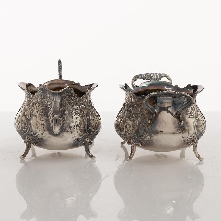 Kaffeservis, 4 delar, silver, rokokostil, GEWE, Stockholm 1976.