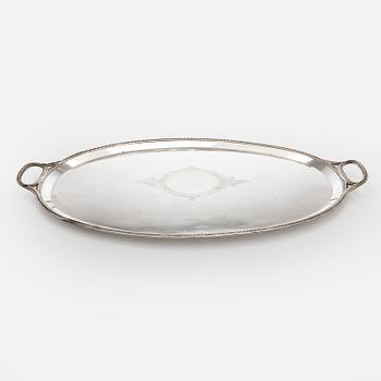 A Khlebnikov silver tray, with the Imperial court supplier's mark, Moscow 1888.