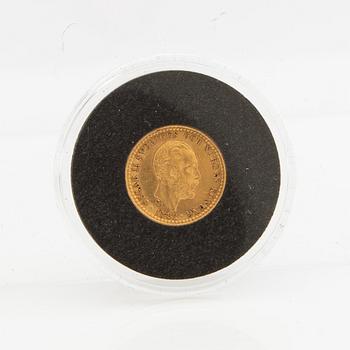 Gold coin Sweden, Oscar II 5 kr, 1882.
