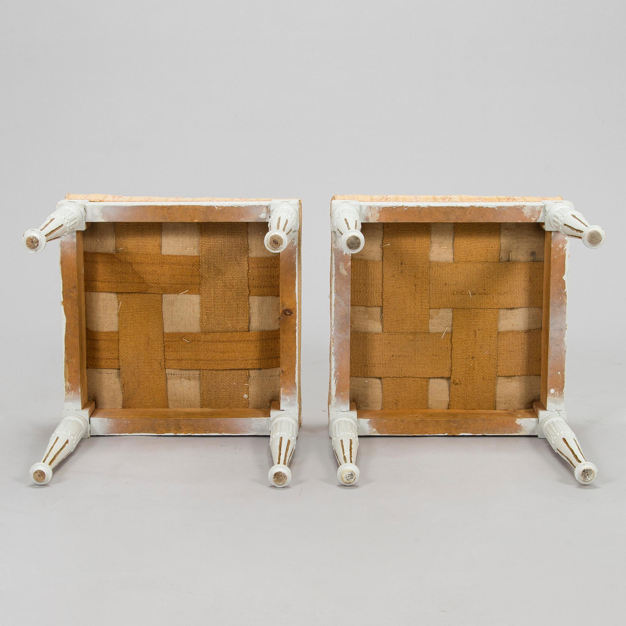 Taburettipari, kustavilaistyyliset, noin 1900-luvun alku.