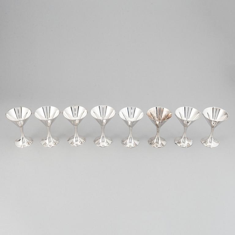 Sigvard Bernadotte, 24 pieces silver plate cocktail glasses, cups and mugs, GAB, Gense, Sweden.