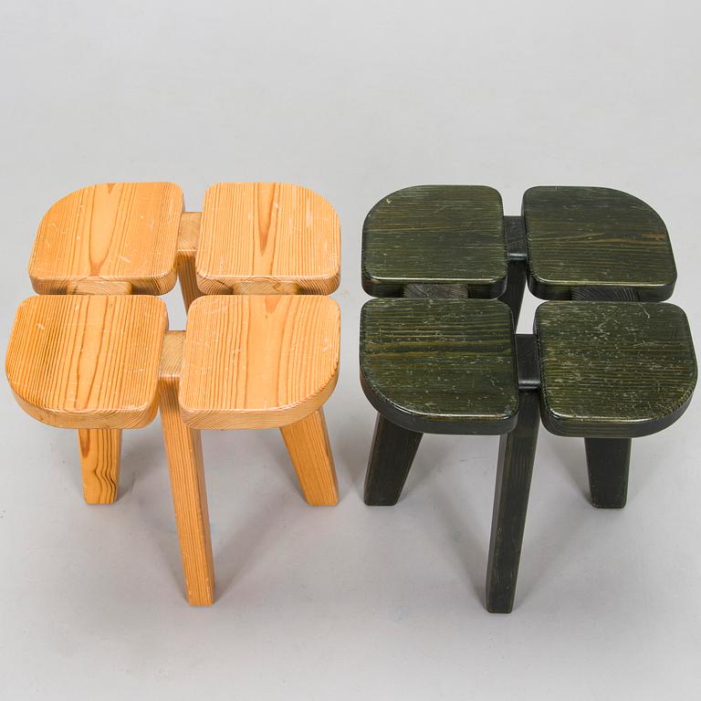 Rauni Peippo, a pair of stools "Apila" (Four-leaf clover) for Oy Stockmann Ab, Keravan Puusepäntehdas, Finland.