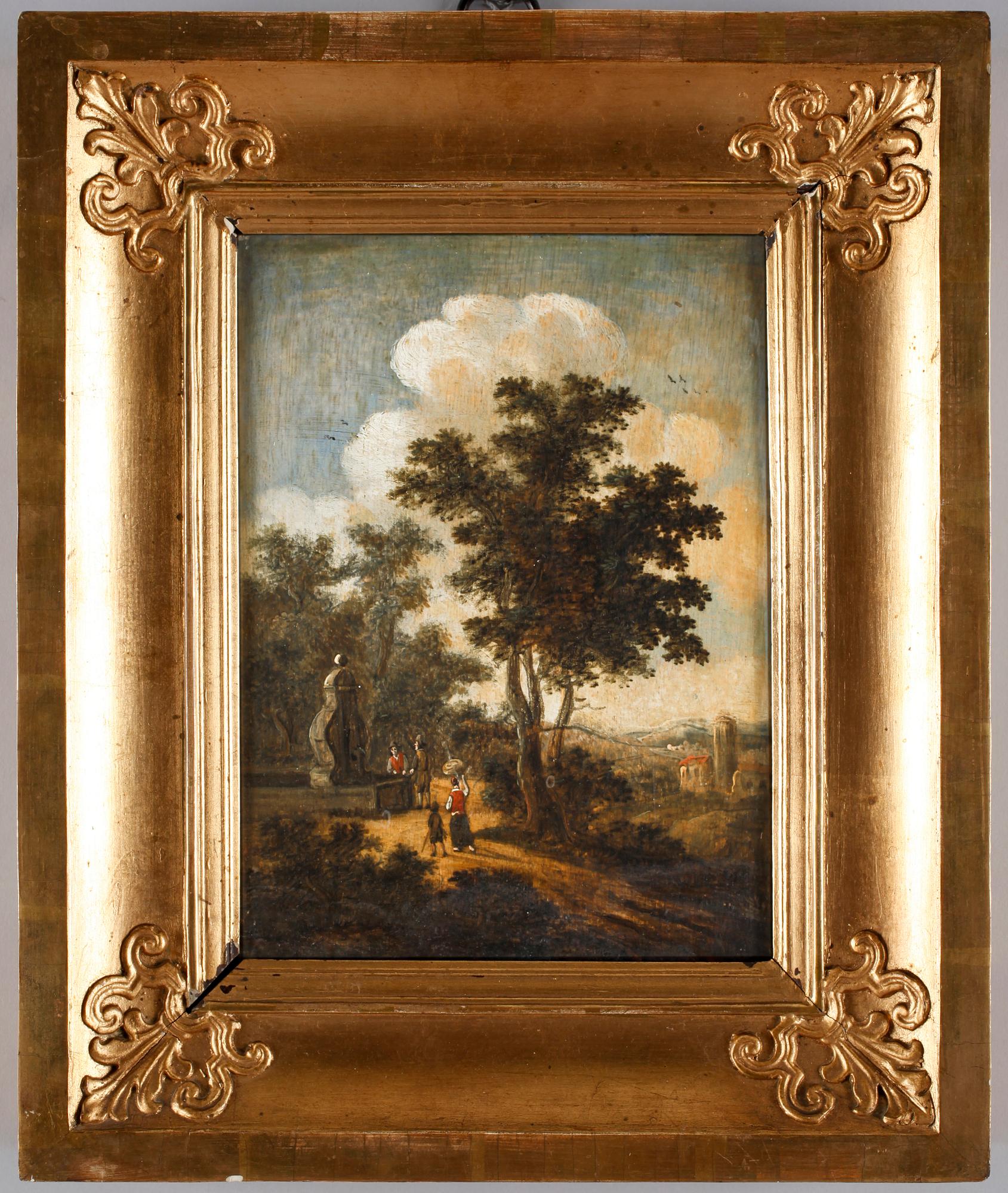 OKÄND KONSTNÄR, olja på pannå, 1800-talets första hälft.