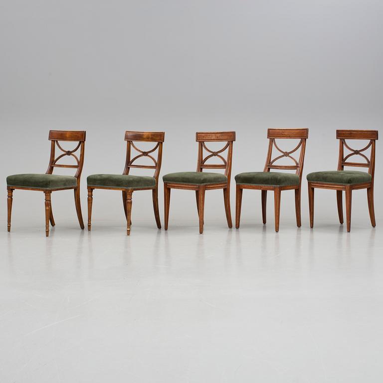 STOLAR 5 st, s k Belllmanstolar, 1800-tal.