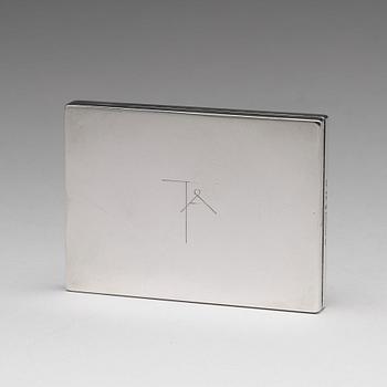 Wiwen Nilsson, a silver set with a pair of candlesticks and a cigarette case, Lund Sweden 1927-38.