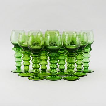 REMMARE, 12 st, grönt glas, 1900-talets mitt.