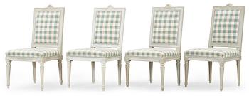 Four Gustavian chairs by J Malmsten, master 1780.