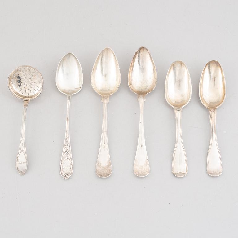 Spoons, 6 pcs, silver, Sweden and Norway, late 18th-early 20th century.