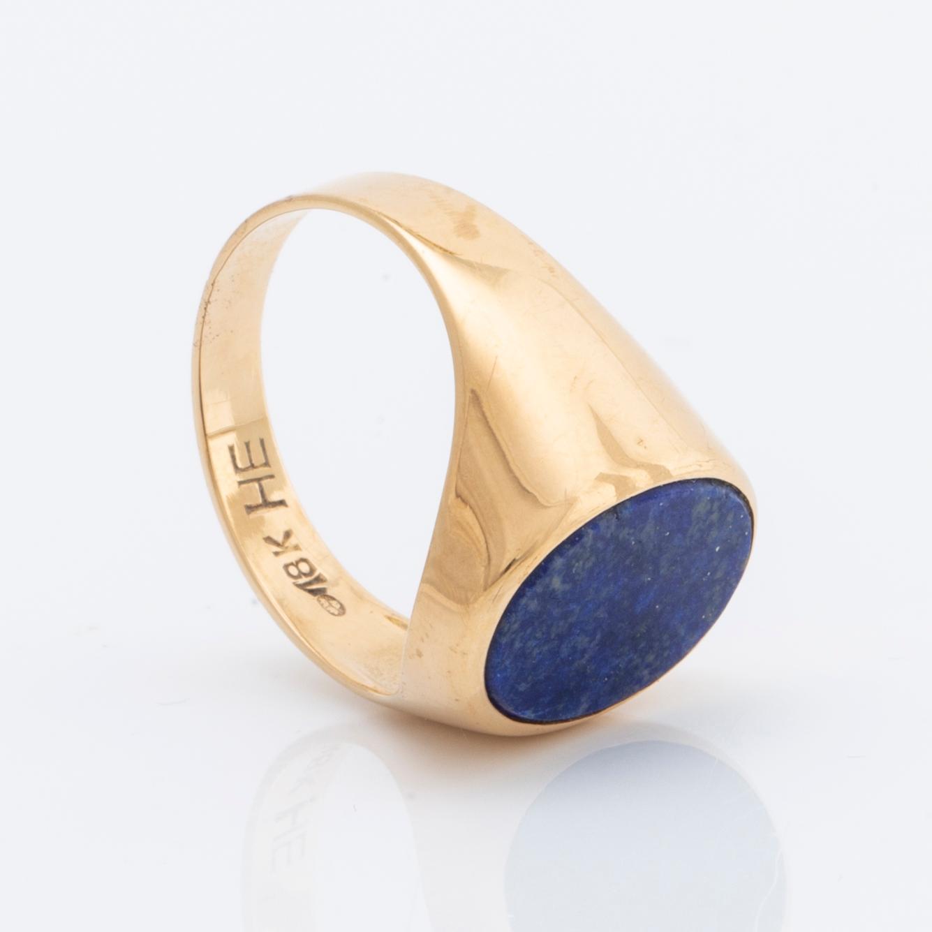 KLACKRING 18K guld m lapis lazuli ca 10 x 12 mm.