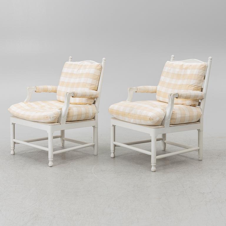 Armchairs a pair, Gustavian style, so-called Gripsholm chairs, 20th century.