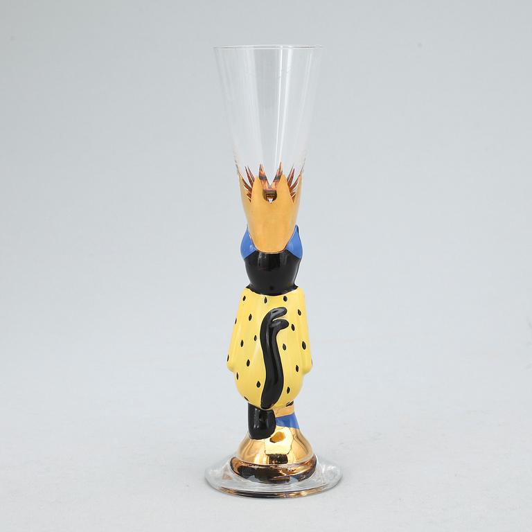 SNAPSGLAS, glas, 4 st, "Nobel" Gunnar Cyrén, Orrefors. 1900-tal.