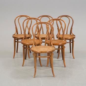 A set of six Thonet "Konsumstuhl Nr. 14" chairs fron the first half of the 20th century.