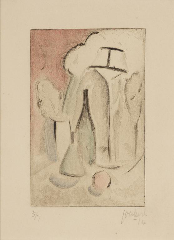 John Jon-And, kolorerad etsning, 1916, signerad 5/7.