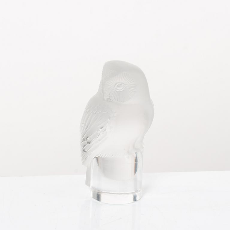 9 glass figurines, Lalique, France.