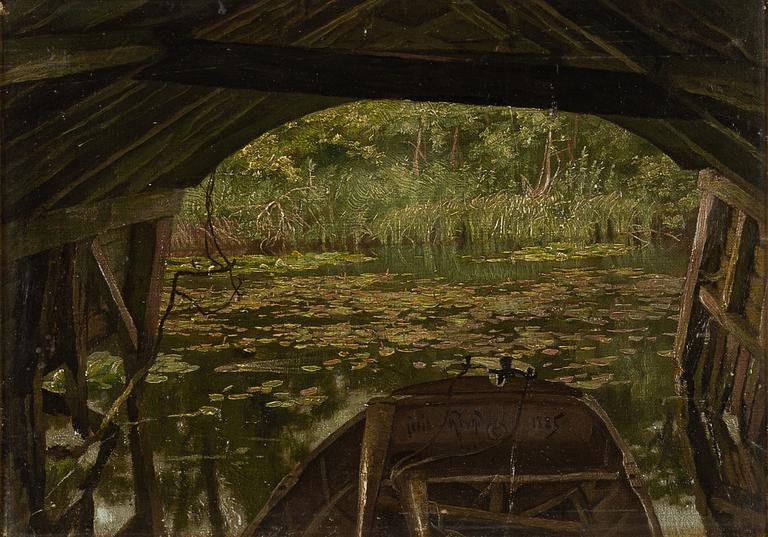 Cecil Mendelssohn Round, "A Peak Through The Boathouse East Bilney Hall".
