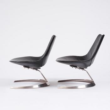 Preben Fabricius & Jørgen Kastholm, a pair of 'Scimitar' easy chairs, Ivan Schlechter, Copenhagen, ca 1962.