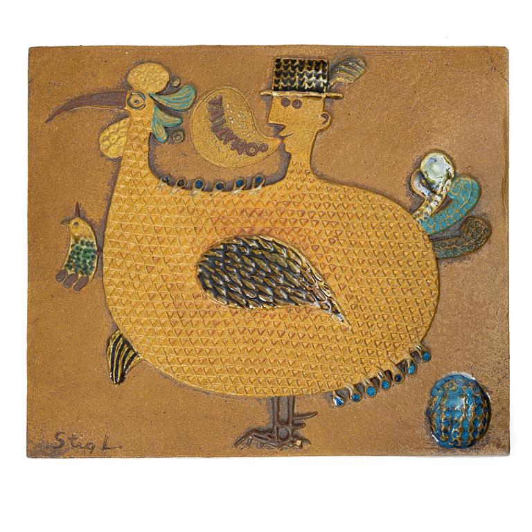 Stig Lindberg, Wall plaque, “Tallyhoo”, Gustavsberg.