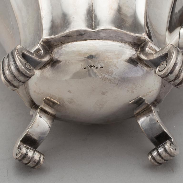 KAFFESERVIS, 3 delar, silver, GAB, Stockholm, 1920-25. Total vikt 900 g.