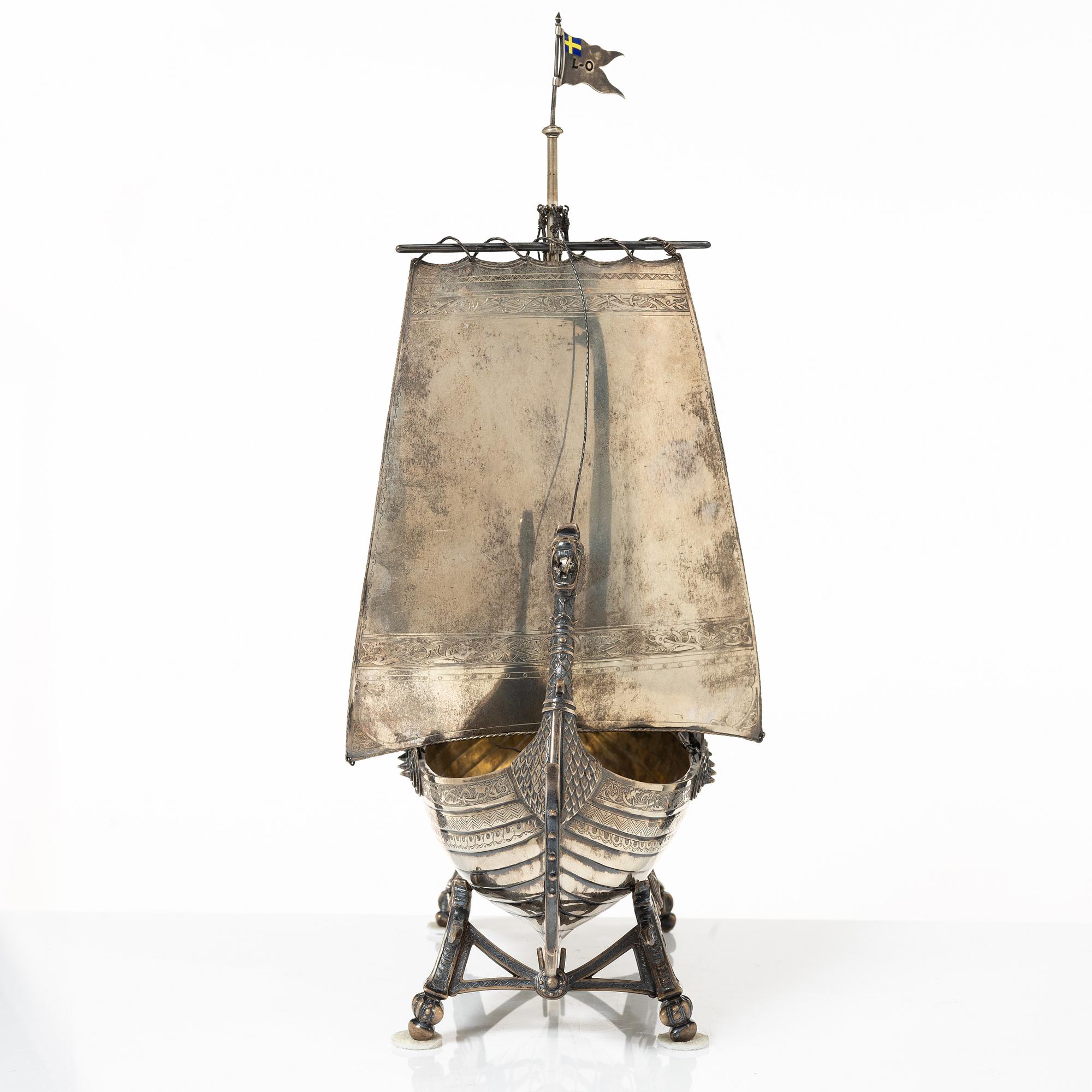 Karl Anderson, a silver viking ship figurine, Stockholm 1905.