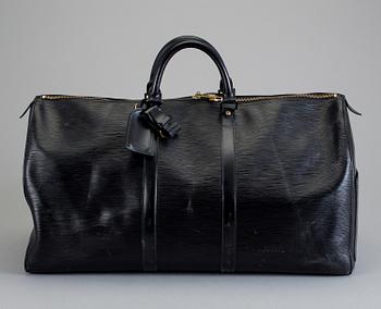 VÄSKA, "Keepall 55 Epi Black", Louis Vuitton.