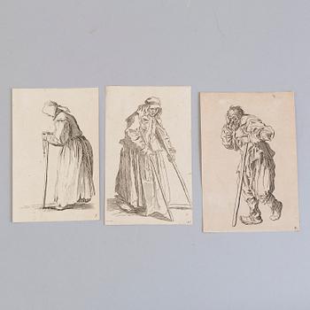 JACQUES CALLOT, AFTER, 9 etchings, later impressions, probably, 18th/19th century.