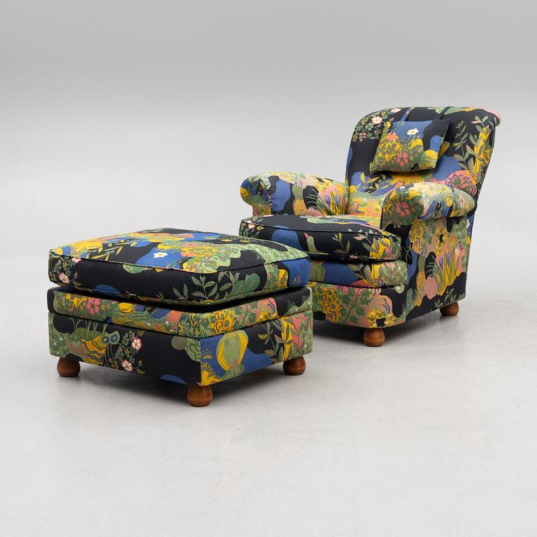 Josef Frank, armchair with footstool, model 336, Svenskt Tenn.