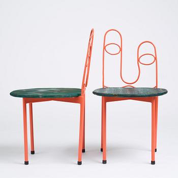 Fredrik Paulsen, Kristoffer Sundin and Simon Klenell, 4 chairs, made exclusively for the restaurant Omnipollo in Gothenburg Sweden, 2018.