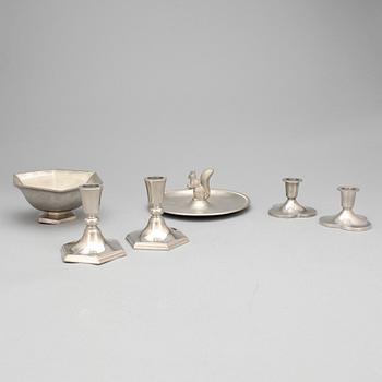 JUST ANDERSEN, parti om 6 delar, tenn, 1920/30-tal.