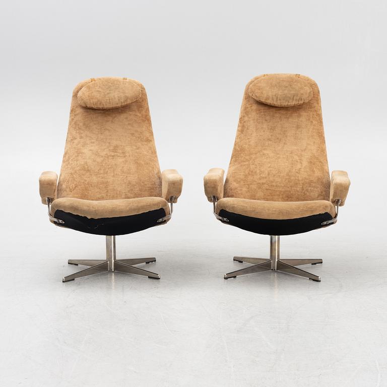 Alf Svensson, swivel armchairs, a pair, "Contourett Roto", Dux, second half of the 20th century.