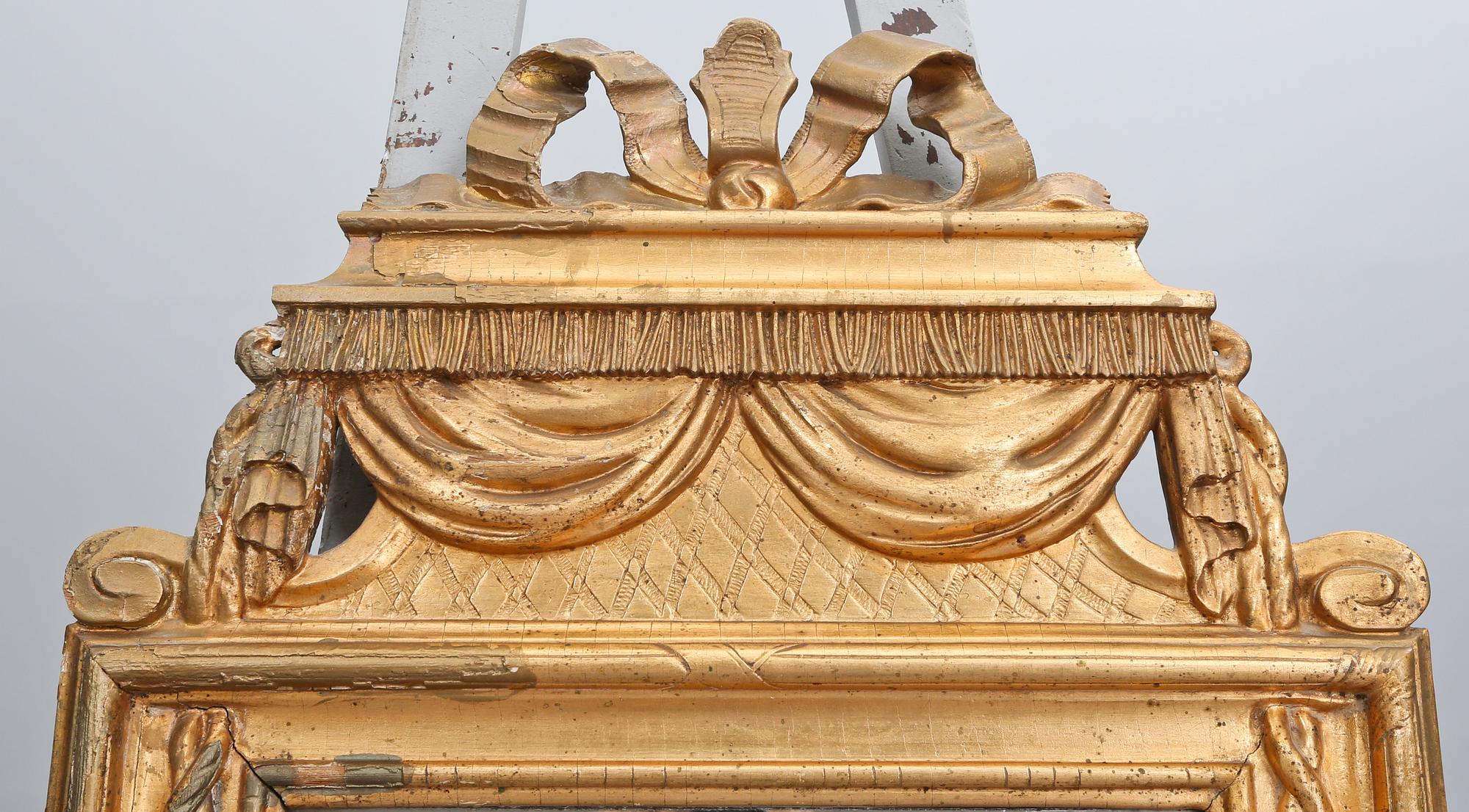 SPEGEL, signerad ACS för Anders Carlsson, otydligt hallstämplad, Norrköping, gustaviansk, 1700-talets slut.