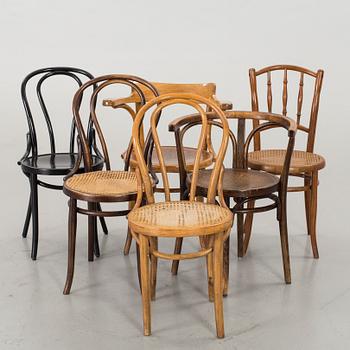 A SET OF 6 DIFFERENT THONET STYLE CHAIRS, 20th century.