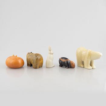 Lisa Larson, figuriner, 5 st, ur serien "Skansen", Gustavsberg.