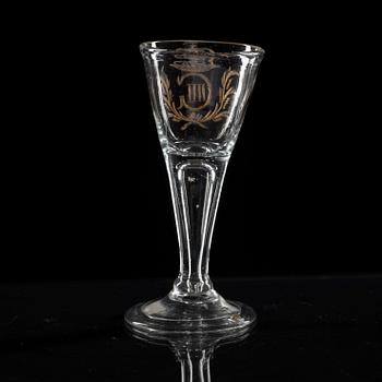 A Swedish armorial goblet with the monogram of King Gustavus IIII, son of Gustavus III,  18th Century.
