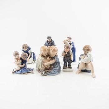 Figuriner 7 st Royal Copenhagen/Bing & Grøndahl
 samt Dahl Jensen 1900-talets mitt/andra hälft porslin.