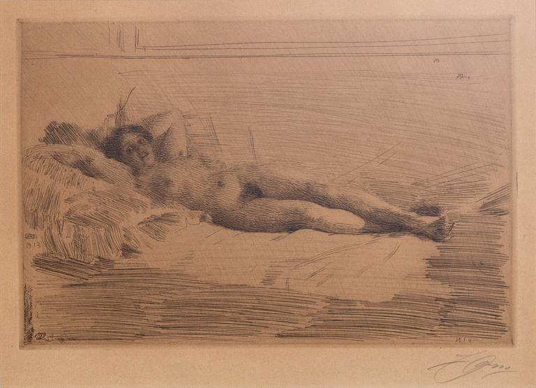 Anders Zorn, etsning, 1913-14, signerad.