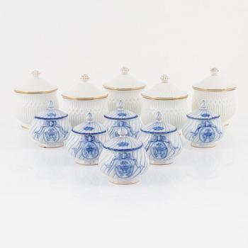 A set of 11(5+6) custard cups with covers, Sweden, circa 1900.