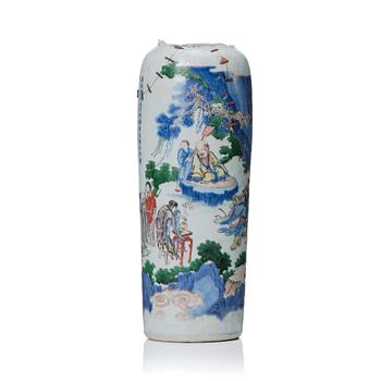 830. A Chinese wucai decorated vase, Transition, 17th Century.