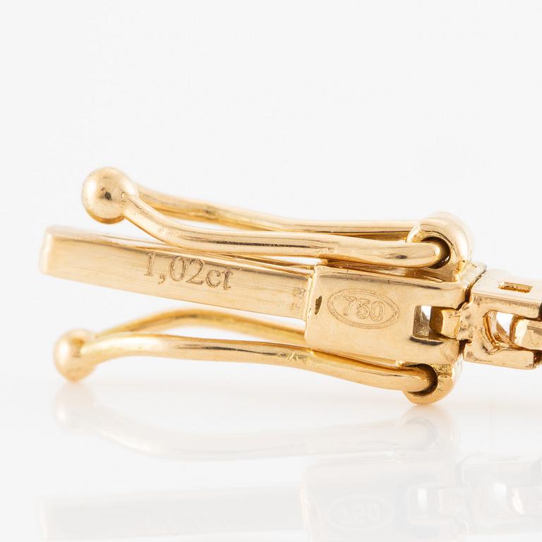 Tennis bracelet, 18K gold with brilliant-cut diamonds.