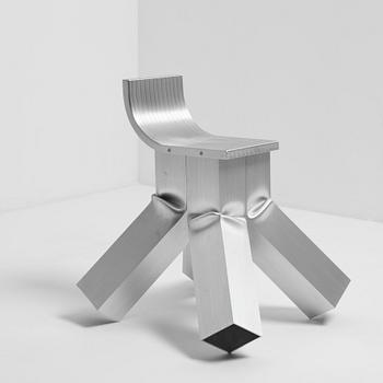 David Taylor, a unique stool, "Aluminium Stool (Banjo)", Studio Mellösaverken, Sweden, 2025.