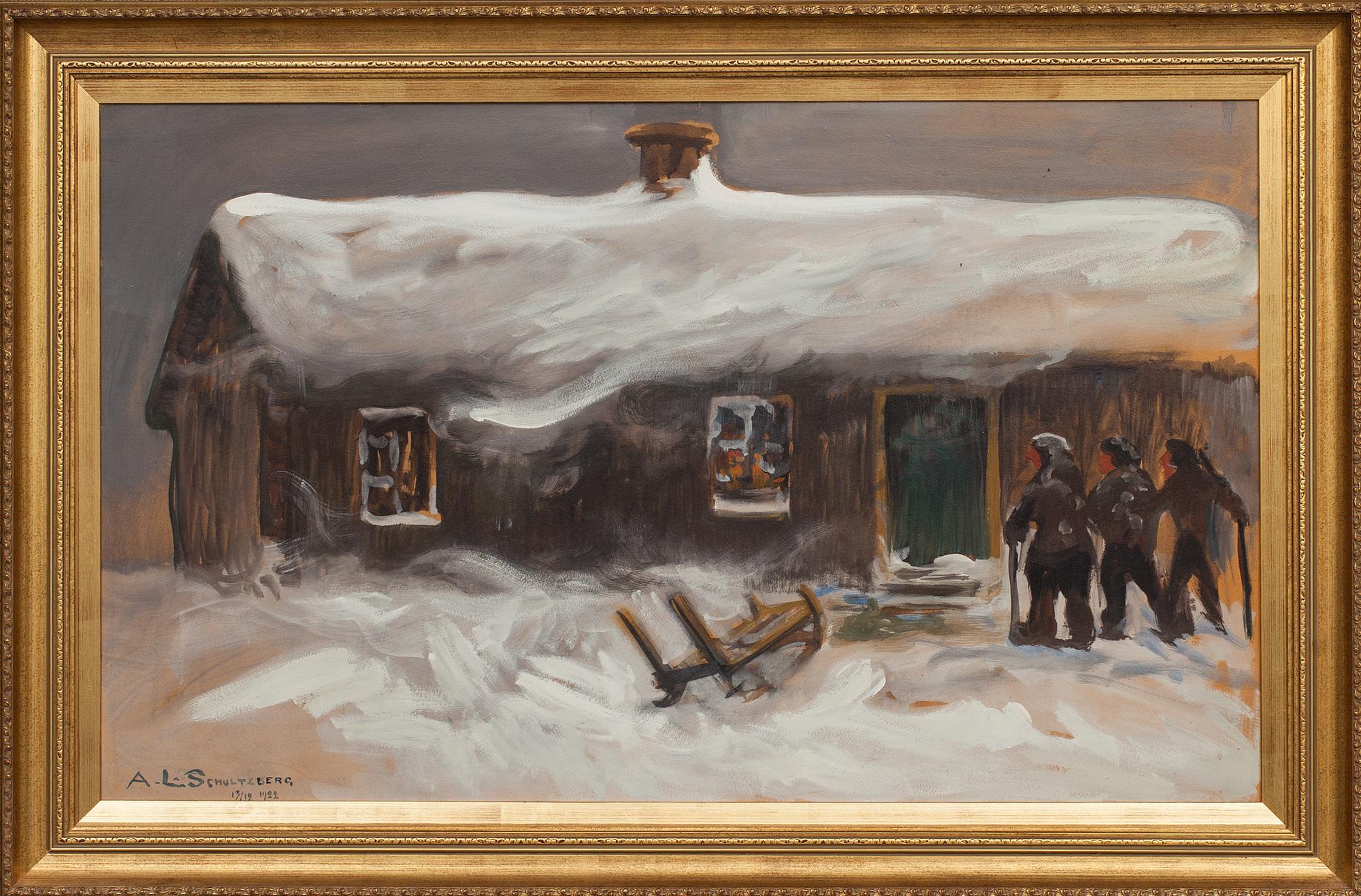ANSHELM SCHULTZBERG, Oljetempera på pannå. Signerad och daterad 13/12 1922.