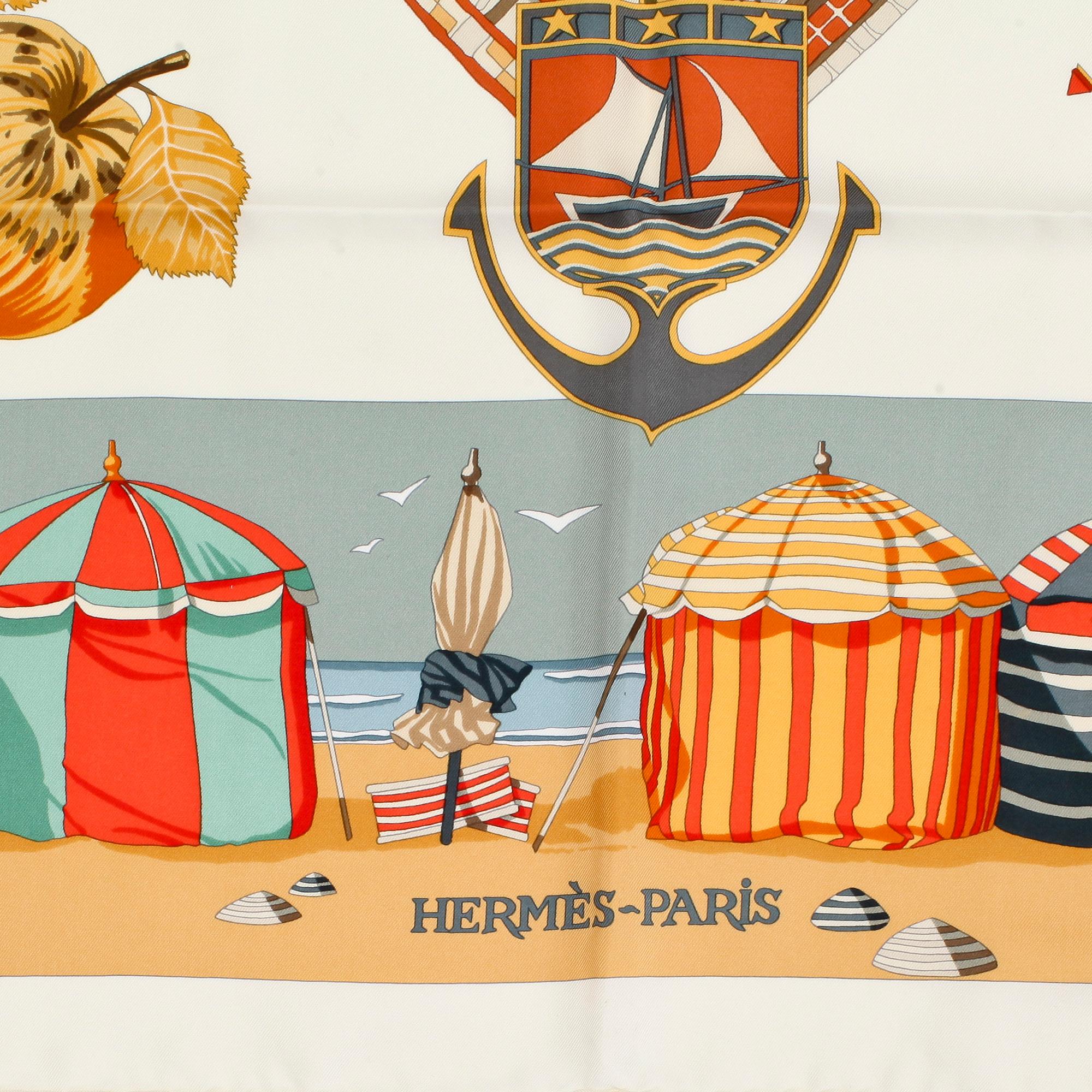 SCARF, siden, "Charmes des Plages Normandes", design Loïc Dubigeon, Hermès, Paris.