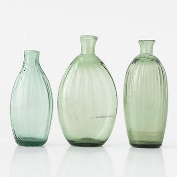 A set of three 'Waldglas' flasks, presumably 18th Century.