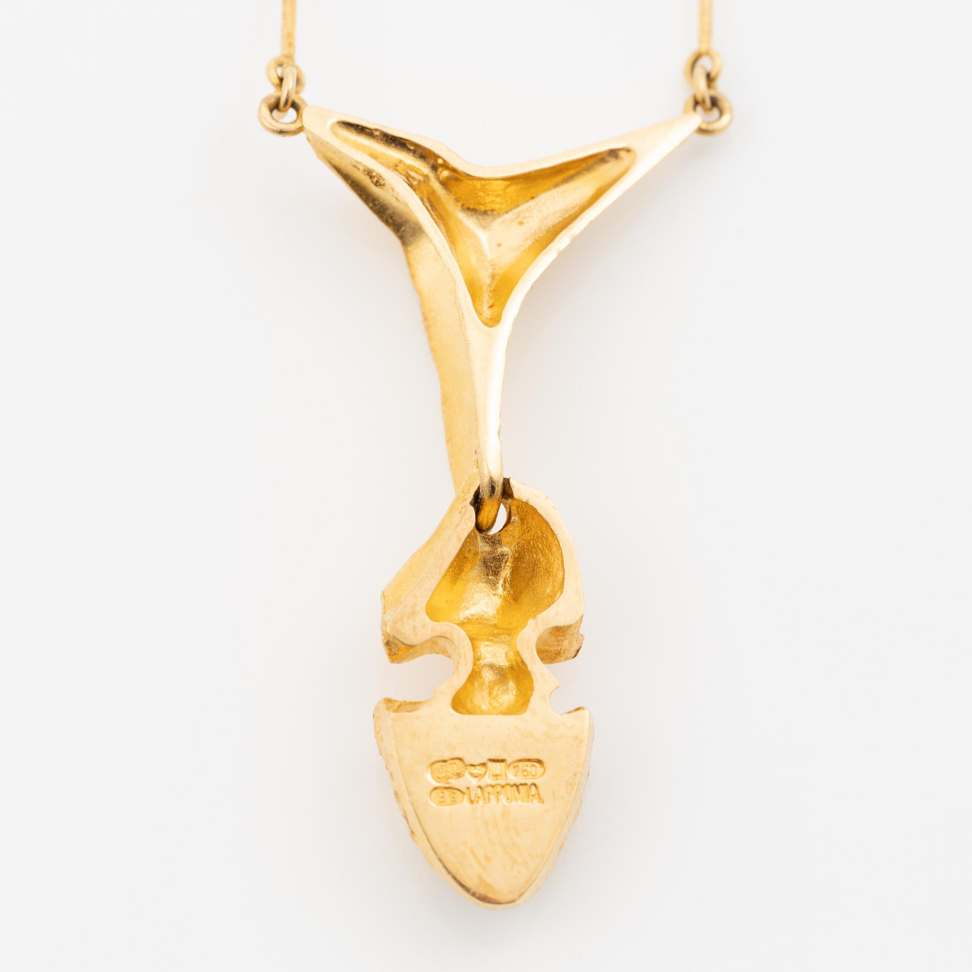 Björn Weckström, necklace 18K gold, "Kaira", Lapponia 1979.