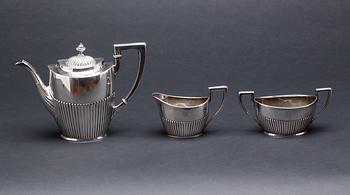 KAFFESERVIS, silver, 3 delar, empirestil, ABM, Stockholm, 1916.